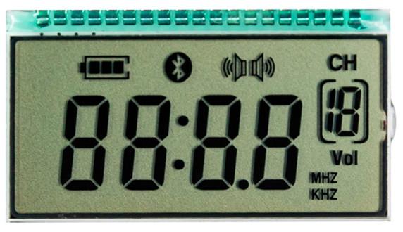LCD de segmento TN reflectante positivo para pantalla de vehículo