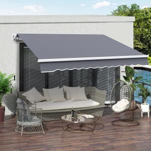Patio Awning Retractable Awning Outdoor Canopy with Crank Handle and Water-Resistant Polyester for Courtyard