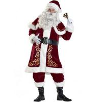 China Christmas Plus Size Red Santa Claus Cosplay Suit 11-pieces Set Unisex Adults Costume on sale