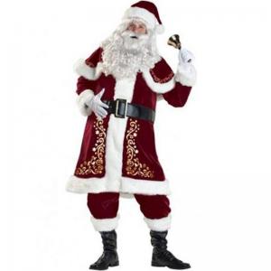 Christmas Plus Size Red Santa Claus Cosplay Suit 11-pieces Set Unisex Adults Costume