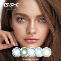 China Custom Logo Nougat Blue Eye Contact Lenses Triple Tone 14.2mm on sale