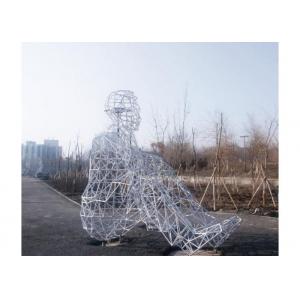 Outdoor Garden Metal Human Figure Stainless Steel Sculpture White Painted