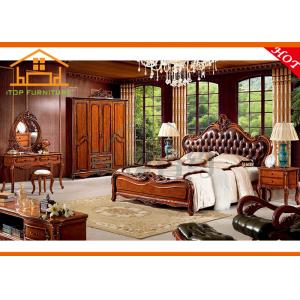 cheapest iron wood circle high class solid mahogany style italian leather rococo french solid wood king size bedroom set