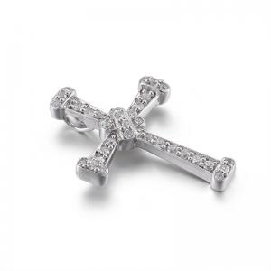 Anti-Allergic White Cross Pendant For Women Silver Plated 1.5mm