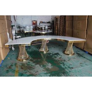 Small Waist Base MDF Table Top Half Moon Dining Table Set Stainless Steel Frame For Wedding Event