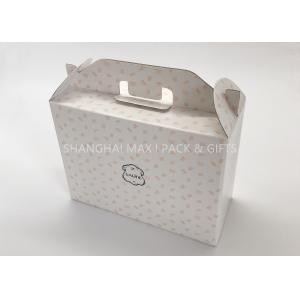 Recycled Brown / Pink Kraft Paper Storage Boxes Without Lids Logo Printing Die Cut Handle Dessert Packaging