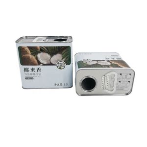 China L'huile de noix de coco faite sur commande du fer-blanc 1.5L peut conteneur rectangulaire d'huile de la nourriture 1.5KG supplier