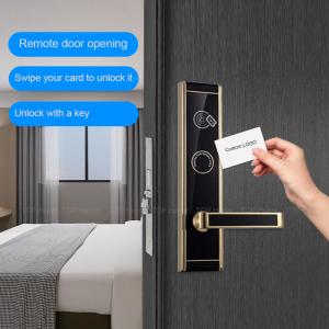 Swiping Card Hotel Smart Locks Black Zinc Alloy Door Lock 25uA Static Current