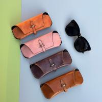 China Imitation Leather Flocking Foldable Eyeglass Case Bag Damage Resistant on sale