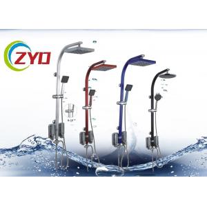 China Colorful Painted Bathroom Shower Sets Square Shower Rail And Head Soap Dispenser supplier