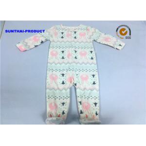 China Rabbit AOP Baby Girl Pram Suit Crew Neck Front Tab With Cap Snap Infant Coverall supplier