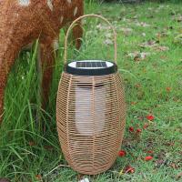 China IP65 Rattan Woven Solar Lights , 3500K Rattan Solar Powered Garden Lantern on sale