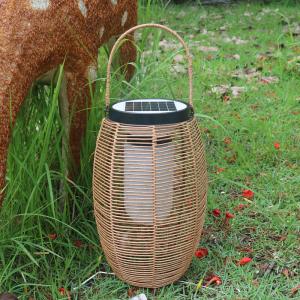 China IP65 Rattan Woven Solar Lights , 3500K Rattan Solar Powered Garden Lantern supplier