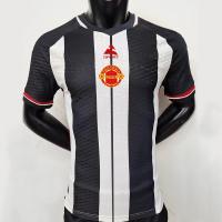 China Black Red Stripe Football Soccer Jersey Thailand Quality 100% Polyester For Men on sale