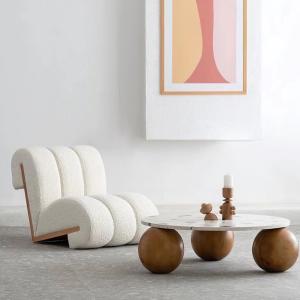 Fabric Leisure Chair White Teddy Plush Curved Leisure Chair Living Room Sofa Chair
