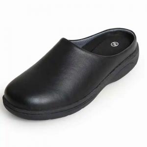 Casual Black Lightweight Nurse Shoes Non Slip Rubber Sole Slippers Waterproof Cowhide Leather Chef Shoes