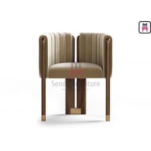 China Walnut Wood Frame Upholstered Leisure Chair D55cm With Brushed Gold Details supplier