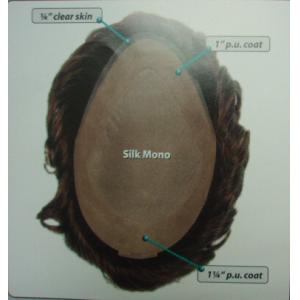 Human Remy Hair Men's Toupee Hair Replacement  Silk Base with Thin Skin Coated