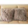 China Double Sided Sheepskin Soft Fuzzy Pillows , Real Mongolian Fur Cushions wholesale