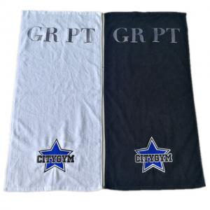 Wholesale 100% cotton face towel black and white custom hand towels with embroidery logo