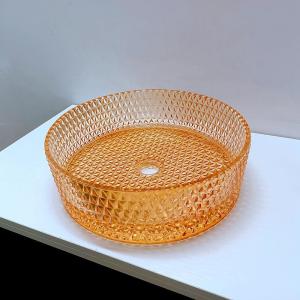 Diamond Shape Crystal Vessel Sink Orange Color Table Top Wash Basin