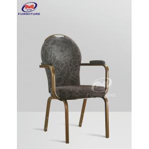 China Brown Printed Banquet Chair With Armrest Metal Frame Hotel Furniture supplier