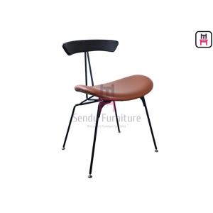China Industrial Style Metal Restaurant Chairs Brown Leather Wires In Loft Retro Look supplier