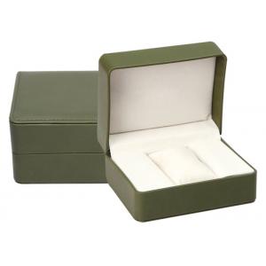 High End Green Leather Single Watch Box Embossing Logo Craft Custom Size