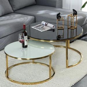 Marble Glass Top Gold Round Coffee Table With Storage Strike Deisgn