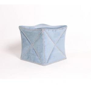 Modern Blue Velvet Upholstery Square Ottoman Stool Cube For Bedroom