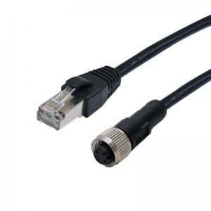 1.5A Industrial Ethernet Connector RJ45 Cable To M12 Molding Female A Coding Connector