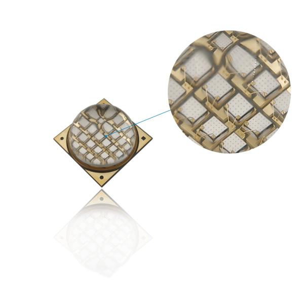 100W 395nm 60-90deg UVA LED COB Chip for UV Curing with Quartz Glass Lens