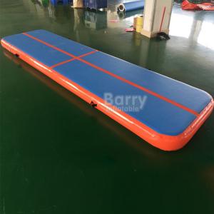 China Blow Up Cheerleading Gym 4m Inflatable Air Track Mattress Blue And Orange Color supplier