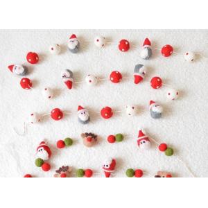 Christmas Santa Wool Felt Balls Eco Friendly Materials With White Cotton Rope