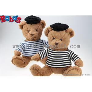 Navy Teddy Bear Plush Gift Soft Bear Toys with Sailor's Striped Shirt and Black Cap