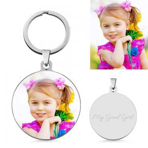 China 3.5x3.5cm 0.5oz Custom Stainless Steel Keychains ODM Personalised Photo Keyrings supplier