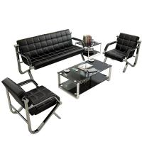 China Commercial Waiting Area Furniture Set with Modern Simple Leather Sofa and Coffee Table on sale