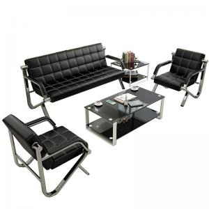 China Commercial Waiting Area Furniture Set with Modern Simple Leather Sofa and Coffee Table supplier