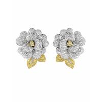 China Camellia Ear Clip Ear Ring Design 18k White Gold Diamond Earrings For Women on sale