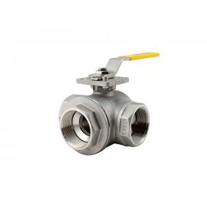DN40 3 Way Stainless Ball Valve 5-8F 316L Body PTFE Seats NPT Or Tri Clover Clamp Ends