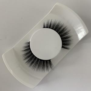 Customized Logo 3D Silk Eyelashes 10 - 25mm Length Black Cotton band
