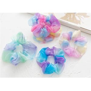 Tie dye clear rainbow color collar-scrunchie accessories headdress European American lady hair tie rope rubber band