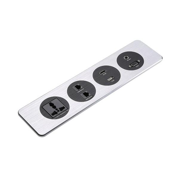Universal Power Data Desk Multi Plug Socket For Conference Table RJ45 Network