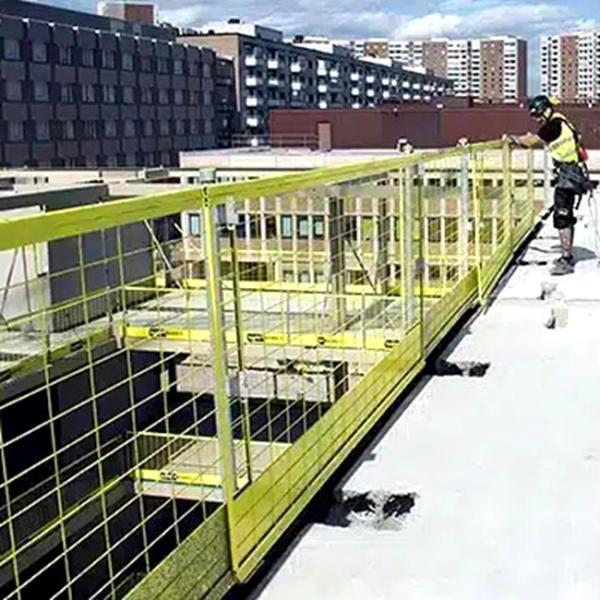 Barrera de protección de bordes plegable para almacenamiento que ahorra espacio