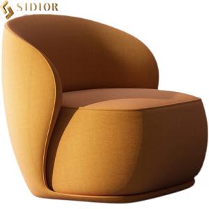 Luxury Custum Modern Fabric Leisure Chair Ergonomically Curved Back 74cm Height