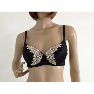 Night Club Clothes Silver Studded Bra / Spiked Bra Outfit CRB1038 Non Enclosed