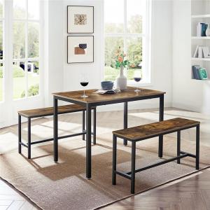 Dining Table with 2 Benches, Industrial Dining Table Set, Dining Table, Dining Benches, Kitchen Furniture, KDT070B01
