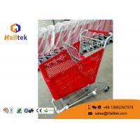 China Standard Plastic Supermarket Shopping Trolley Durable Structure Zinc Plated on sale