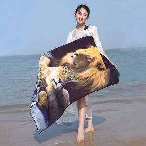 140x70 Family Large Microfiber Beach Towel Sheet Lion Pattern