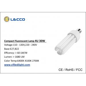 30W T4 Compact Fluorescent Lamps E27 , 4 Pin Cfl Light Bulb Nickle Plated AL Base